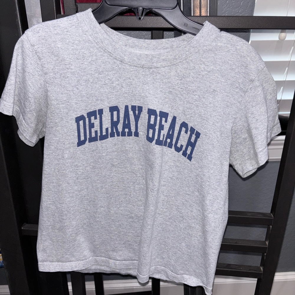 Brandy Melville Gray Tee with Delray Beach Print